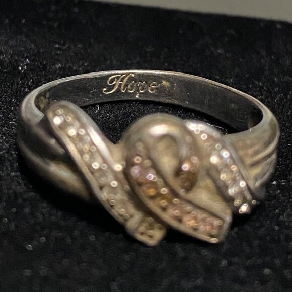 Ring CZ Cubic Zirconia Size 8 Hope Faceted Vintage Jewelry Sterling Silver Stamp - Picture 9 of 11